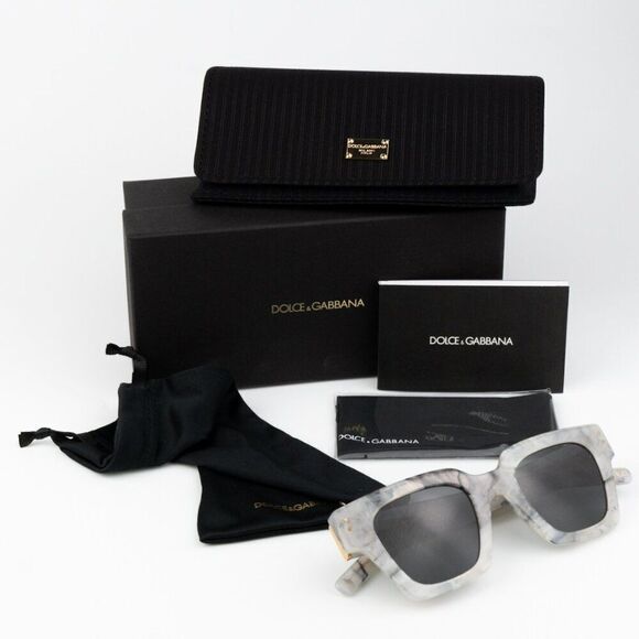 NEW D&G DG4413 342887 Grey Marble Grey Square Unisex Sunglasses main image 4
